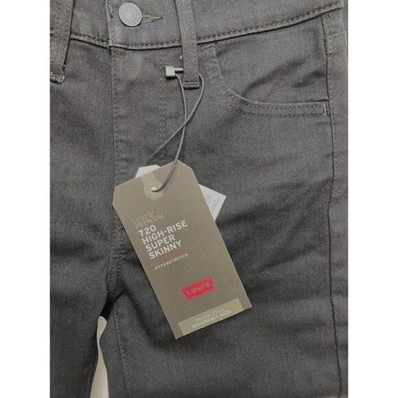 Levi's‎ Premium 720 Super Skinny Jeans Women's 32 LARGE Black High-Rise NEW - Picture 8 of 15